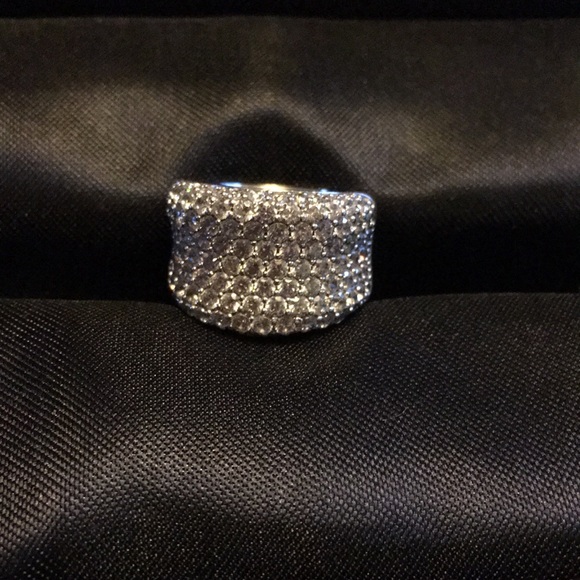 Platinum Over Silver Cubic Zirconium Pave Ring - Picture 5 of 5